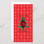私はクリスマスの赤いクリスマスツリーのためのてんとう虫がほしいと思います シーズンカード (正面/裏面)