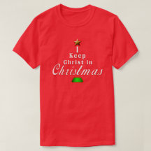 私はクリスマスの赤い休日のTシャツのキリストを保ちます