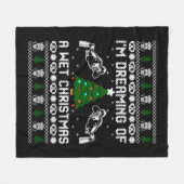 私はクリスマスの雨の夢を見ている フリースブランケット (正面(横))