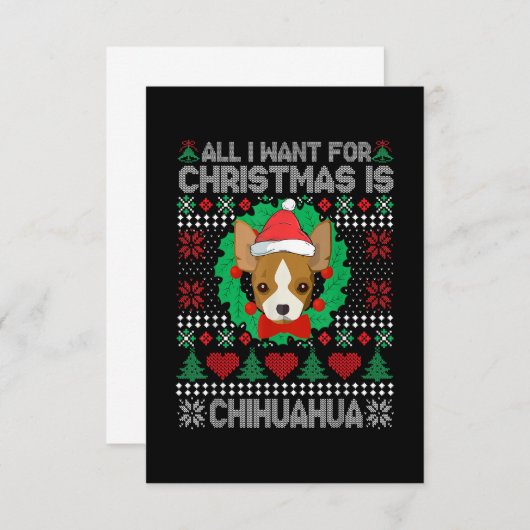 私はクリスマスのChihuahua犬の恋人の醜い欲しいすべてのもの 出欠カード (正面/裏面)