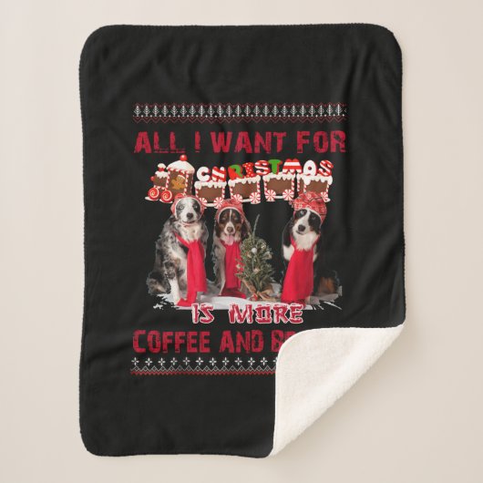 私はクリスマスイベントでビーグルとコーヒーが欲しいだけ シェルパブランケット (正面)
