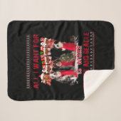 私はクリスマスイベントでビーグルとコーヒーが欲しいだけ シェルパブランケット (正面(横))