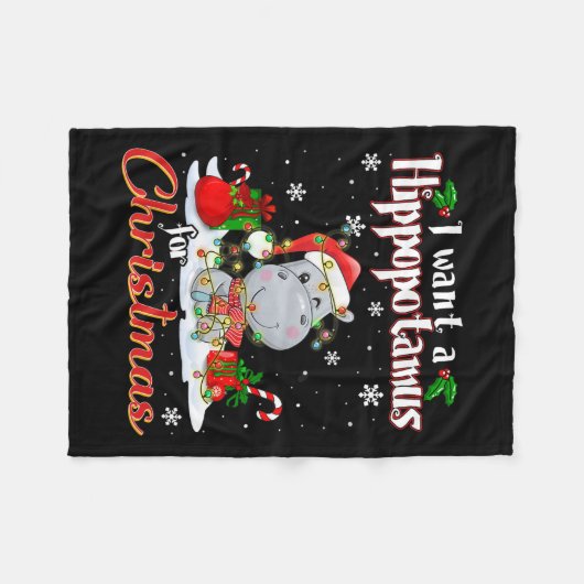 私はクリスマスクリスマスお尻のためのヒポタマスおもしろいが欲しい フリースブランケット (正面(横))