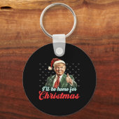 私はクリスマスサンタクロースおもしろいトランプに帰る キーホルダー (正面)
