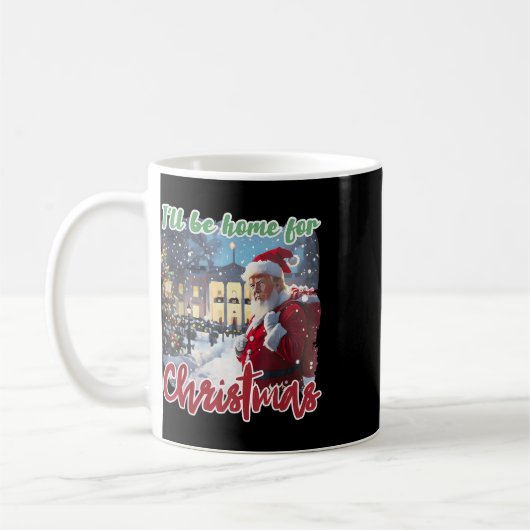 私はクリスマスサンタクロースおもしろいトランプに帰る コーヒーマグカップ (左)