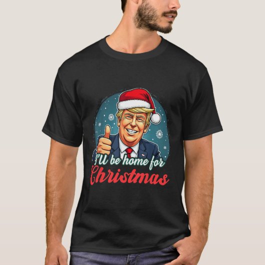 私はクリスマスサンタクロースおもしろいトランプに帰る Tシャツ (正面)