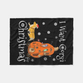 私はクリスマスサンタコおもしろいルギの犬Gのためにコルギが欲しい フリースブランケット (正面(横))