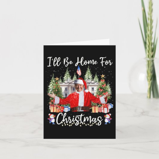 私はクリスマスサンタトランプのクリスマスのためおもしろいに家に帰る カード (正面)