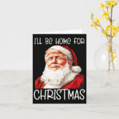 私はクリスマスサンタトランプのクリスマスのためおもしろいに家に帰る カード (黄色い花)