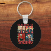 私はクリスマスサンタトランプのクリスマスのためおもしろいに家に帰る キーホルダー (正面)