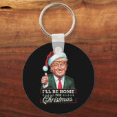 私はクリスマスサンタトランプのクリスマスのためおもしろいに家に帰る キーホルダー (正面)