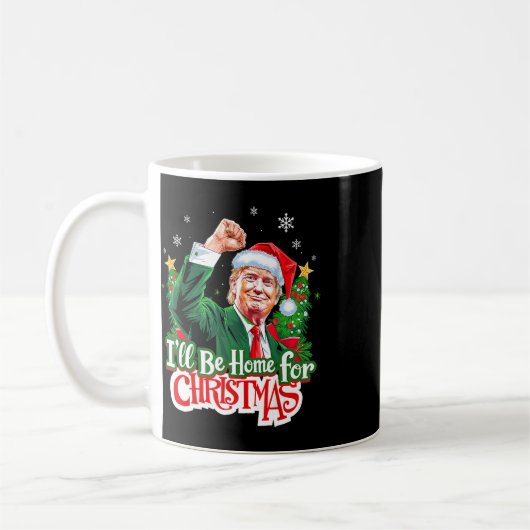 私はクリスマスサンタトランプのクリスマスのためおもしろいに家に帰る コーヒーマグカップ (左)