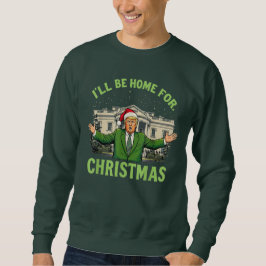 私はクリスマスサンタトランプのクリスマスのためおもしろいに家に帰る スウェットシャツ