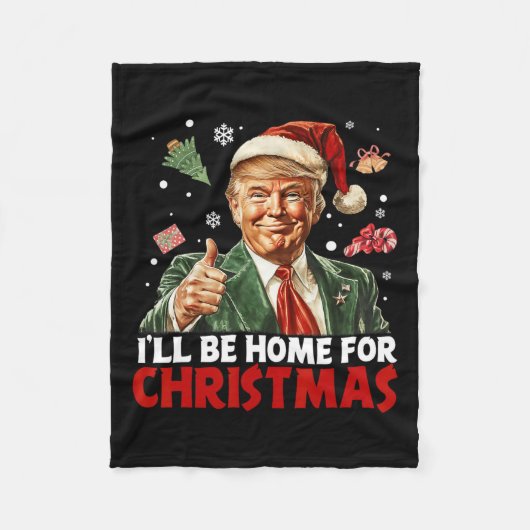 私はクリスマスサンタトランプのクリスマスのためおもしろいに家に帰る フリースブランケット (正面)