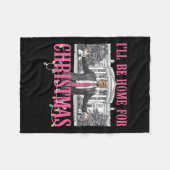 私はクリスマスサンタトランプのクリスマスのためおもしろいに家に帰る フリースブランケット (正面(横))