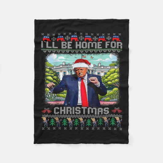 私はクリスマスサンタトランプのクリスマスのためおもしろいに家に帰る フリースブランケット (正面)