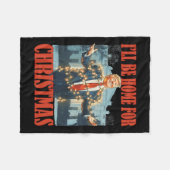 私はクリスマスサンタトランプのクリスマスのためおもしろいに家に帰る フリースブランケット (正面(横))