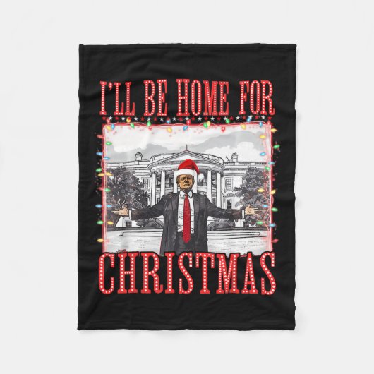私はクリスマスサンタトランプのクリスマスのためおもしろいに家に帰る フリースブランケット (正面)