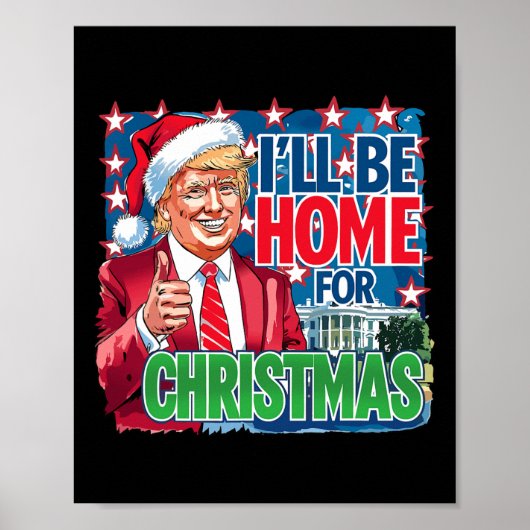 私はクリスマスサンタトランプのクリスマスのためおもしろいに家に帰る ポスター (正面)