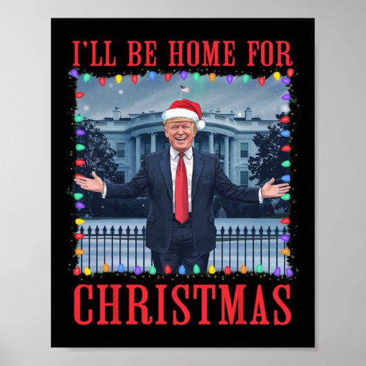 私はクリスマスサンタトランプのクリスマスのためおもしろいに家に帰る ポスター (正面)