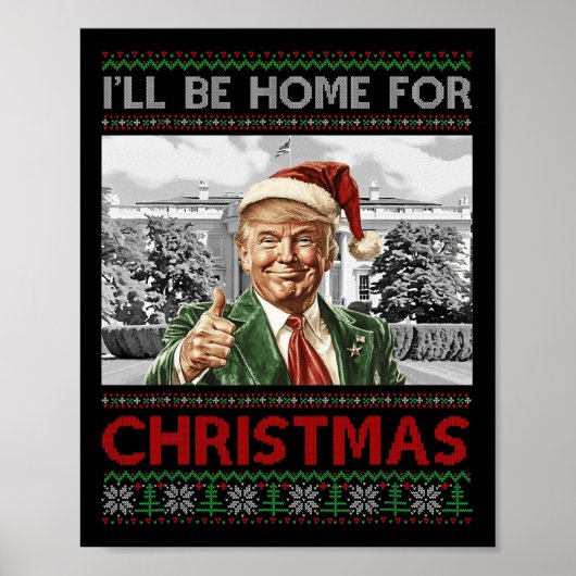 私はクリスマスサンタトランプのクリスマスのためおもしろいに家に帰る ポスター (正面)