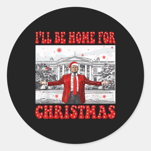 私はクリスマスサンタトランプのクリスマスのためおもしろいに家に帰る ラウンドシール (正面)