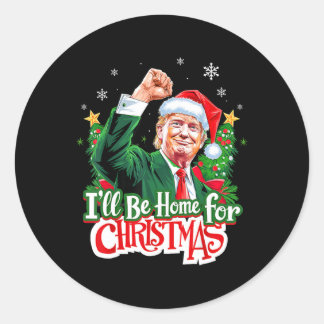私はクリスマスサンタトランプのクリスマスのためおもしろいに家に帰る ラウンドシール