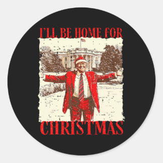 私はクリスマスサンタトランプのクリスマスのためおもしろいに家に帰る ラウンドシール