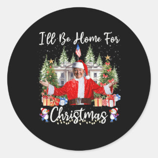 私はクリスマスサンタトランプのクリスマスのためおもしろいに家に帰る ラウンドシール
