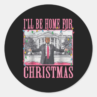私はクリスマスサンタトランプのクリスマスのためおもしろいに家に帰る ラウンドシール