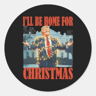 私はクリスマスサンタトランプのクリスマスのためおもしろいに家に帰る ラウンドシール