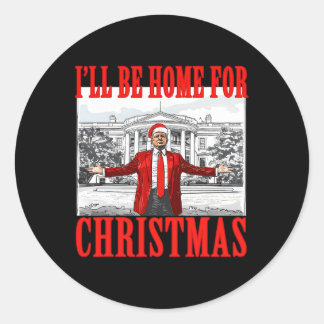 私はクリスマスサンタトランプのクリスマスのためおもしろいに家に帰る ラウンドシール