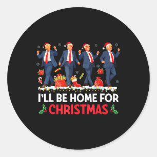 私はクリスマスサンタトランプのクリスマスのためおもしろいに家に帰る ラウンドシール