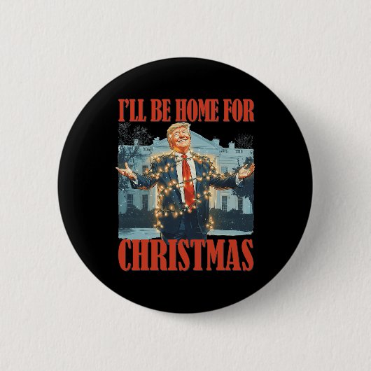 私はクリスマスサンタトランプのクリスマスのためおもしろいに家に帰る 缶バッジ (正面)