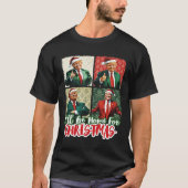 私はクリスマスサンタトランプのクリスマスのためおもしろいに家に帰る Tシャツ (正面)