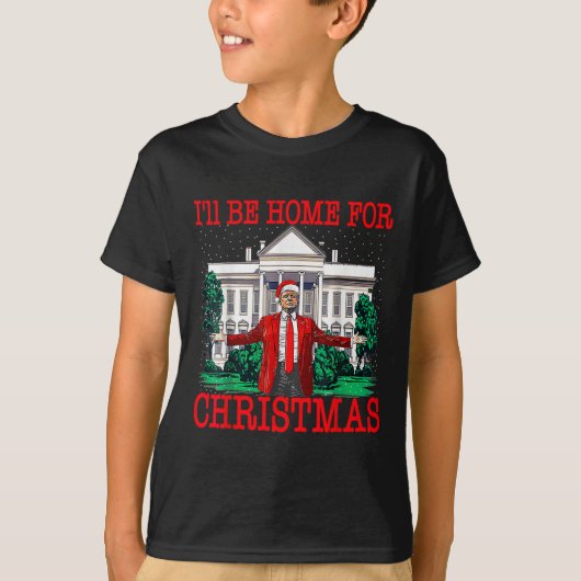 私はクリスマスサンタトランプのクリスマスのためおもしろいに家に帰る Tシャツ (正面)
