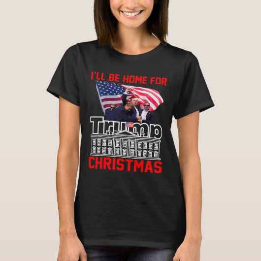 私はクリスマスサンタトランプのクリスマスのためおもしろいに家に帰る Tシャツ (正面)
