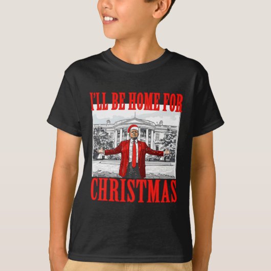 私はクリスマスサンタトランプのクリスマスのためおもしろいに家に帰る Tシャツ (正面)