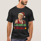 私はクリスマスサンタトランプのクリスマスのためおもしろいに家に帰る Tシャツ (正面)