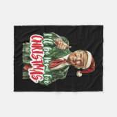 私はクリスマスサンタトランプクリスマスパジャマの家になる フリースブランケット (正面(横))