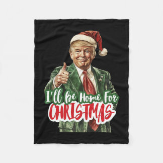 私はクリスマスサンタトランプクリスマスパジャマの家になる フリースブランケット