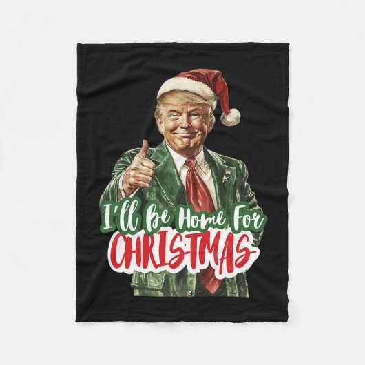 私はクリスマスサンタトランプクリスマスパジャマの家になる フリースブランケット (正面)