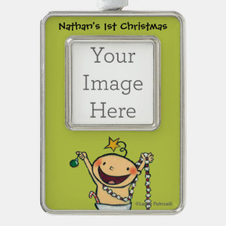 私はクリスマスツリーです! シルバープレートフレームオーナメント