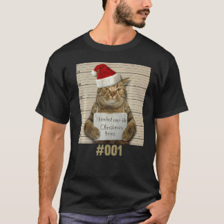 私はクリスマスツリーの猫をノックした Tシャツ