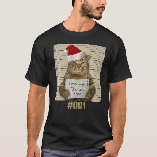 私はクリスマスツリーの猫をノックした Tシャツ (正面)