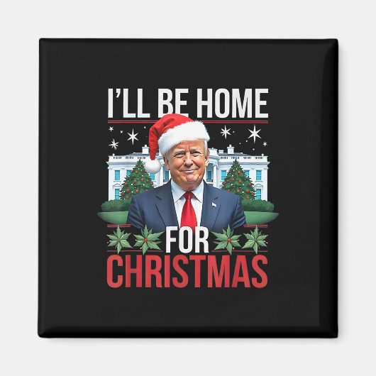 私はクリスマストランプの家おもしろいに帰る マグネット (正面)