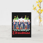 私はクリスマストランプクリスマスパジャマの家おもしろいに帰る カード (黄色い花)