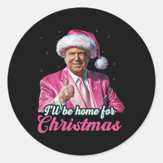 私はクリスマストランプクリスマスパジャマの家おもしろいに帰る ラウンドシール