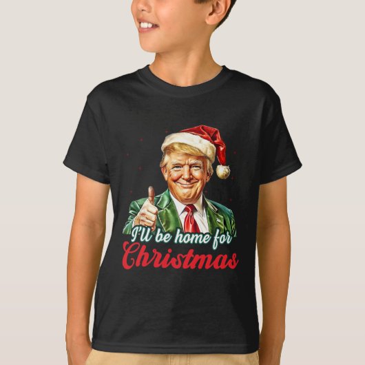 私はクリスマストランプクリスマスパジャマの家おもしろいに帰る Tシャツ (正面)