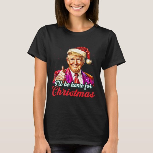 私はクリスマストランプクリスマスパジャマの家おもしろいに帰る Tシャツ (正面)